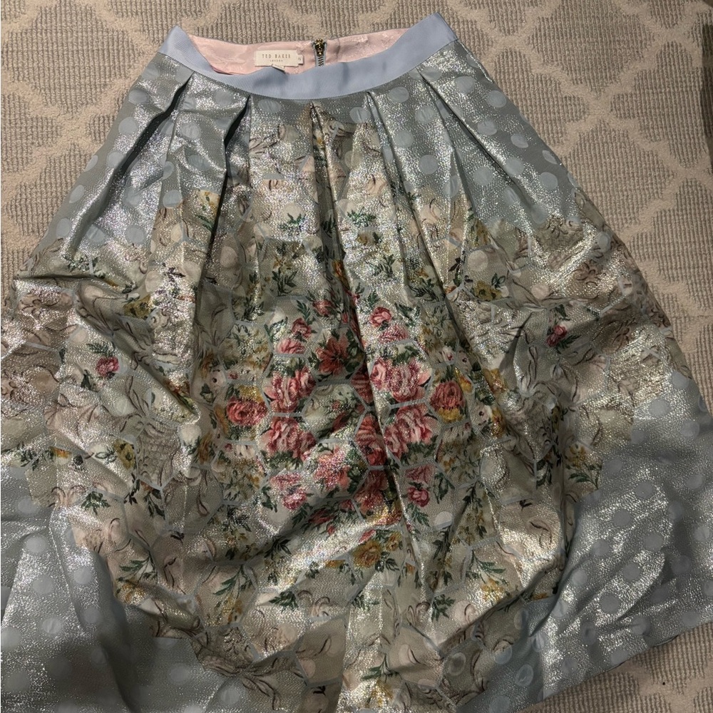 Ted Baker Blue Floral A-Line Skirt